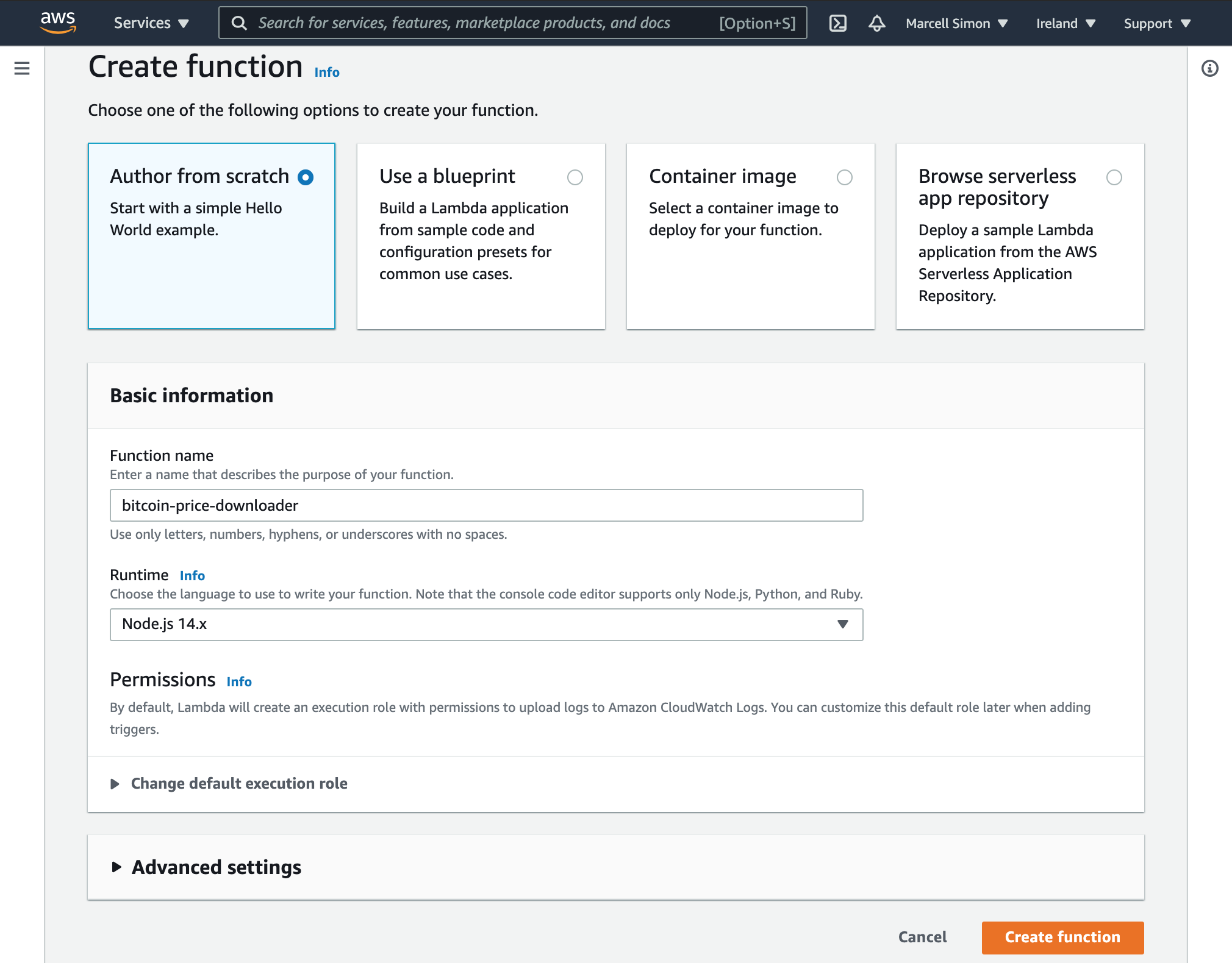 1.1 Lambda: Setup a simple lambda to make HTTP requests