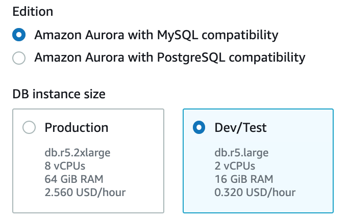 1.3 Create a VPC and add an RDS Aurora cluster